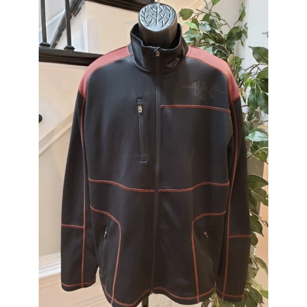 Harley Davidson Jacket Mens‎ Black Long Sleeve Stand Up Collar Full Zip Sz Large